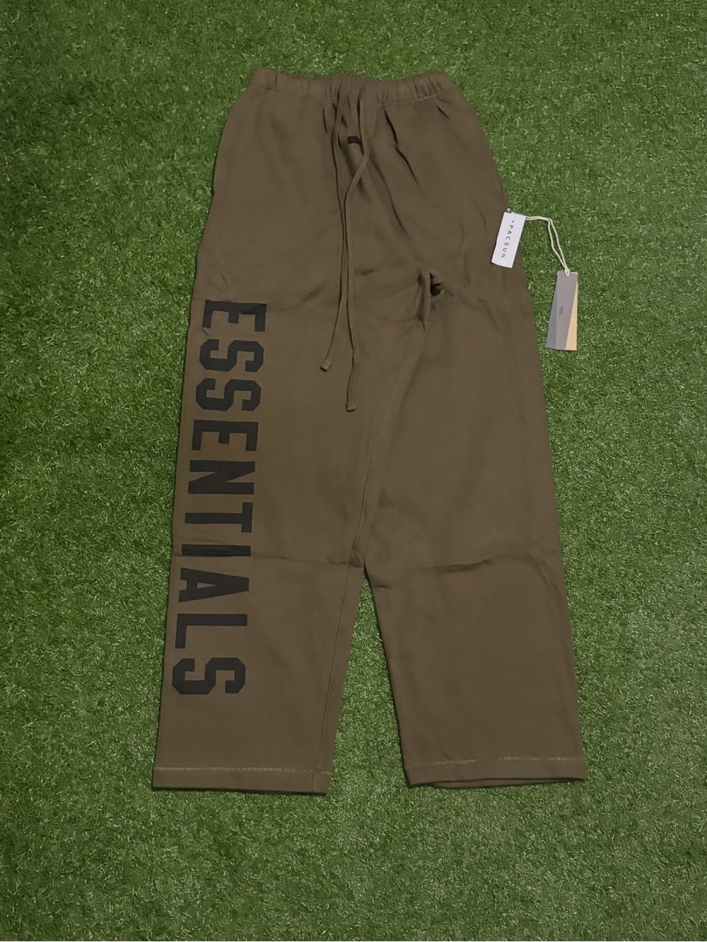 Essentials Fear Of God Big Letter Olive Uncuffed Pants